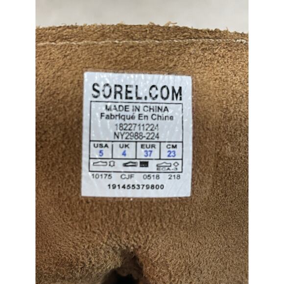 Sorel Youth Joan of Arctic Wedge Ankle Booties Kids Size 5 EUR 37 Brown Leather - Picture 10 of 10